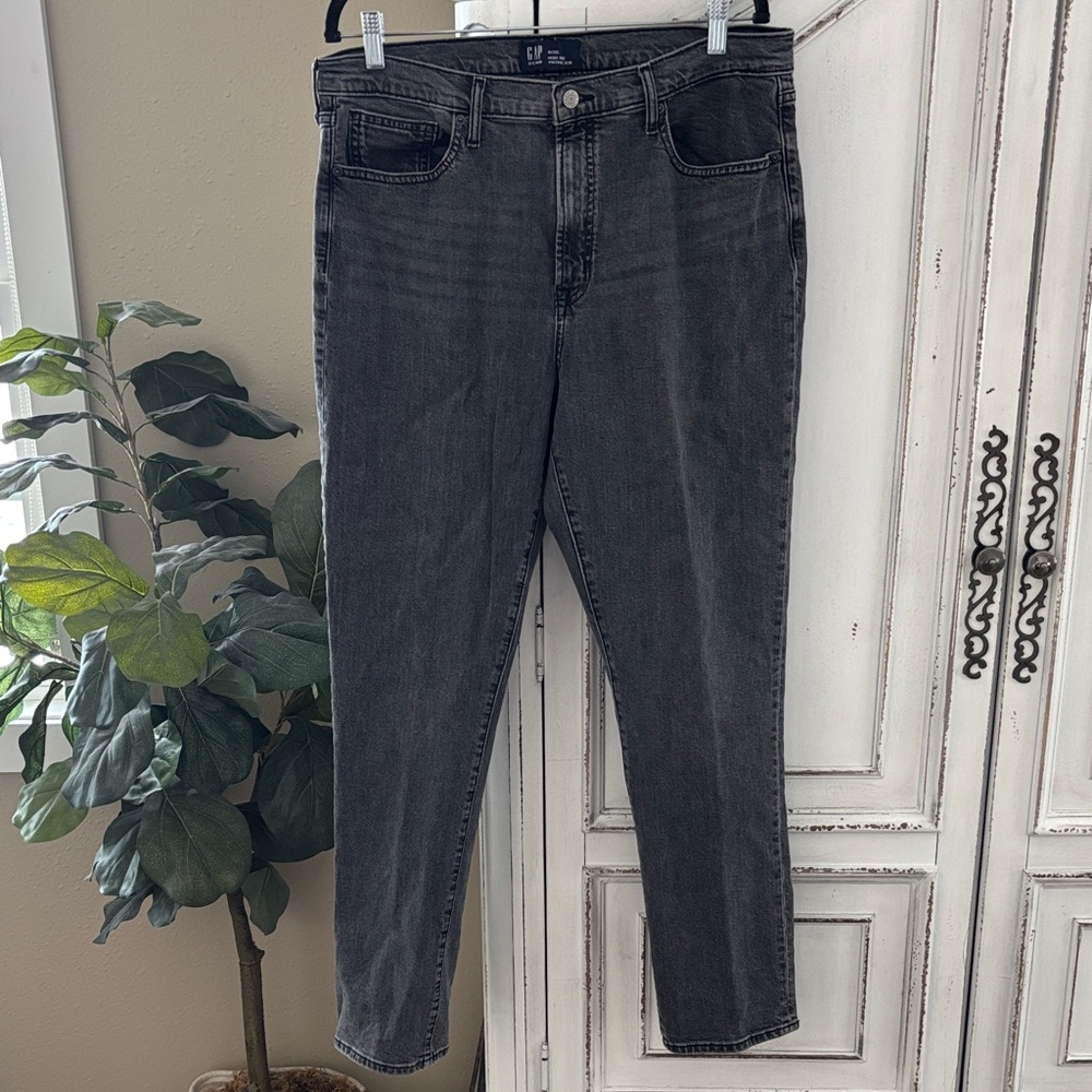 GAP Denim High Rise Vintage Slim Denim Gray Jeans, Women's Size 16/33L